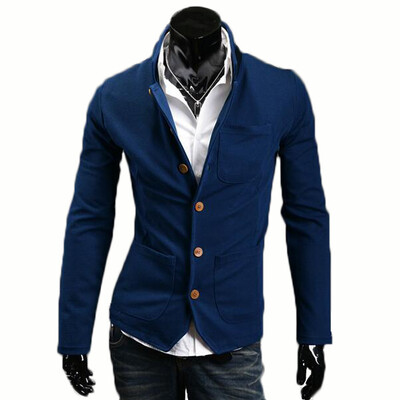 

Zogaa New Mens Suit Slim Color Matching Collar Stand Collar