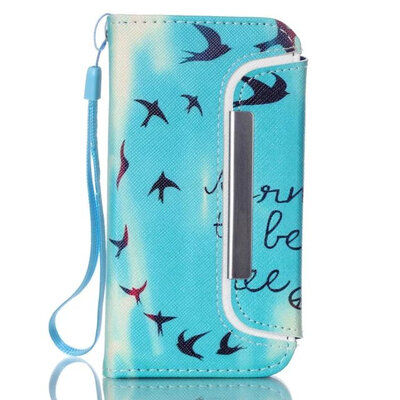 

MITI Printing Pattern PU Wallet Leather Case For iPhone 5 5S flip cover split 2in1 detachable with stand card slot Free Shipping