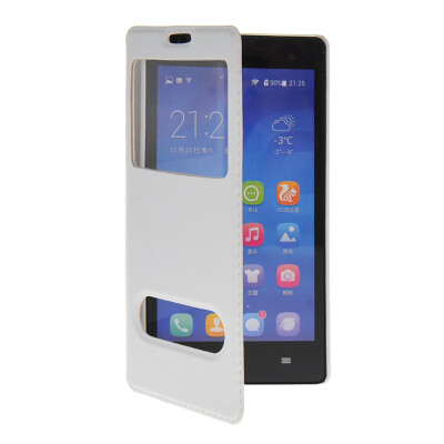 

MOONCASE View Window Leather Side Flip Pouch Stand Shell Back Case Cover for Huawei honor 3C White