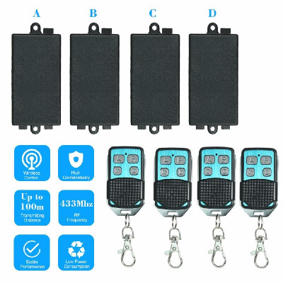 

4433MHz AC180V-240V 1CH Universal 10A Relay Wireless Remote Control Switch Receiver Module And 5PCS 4 Key RF 433MHz Transmitter R