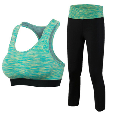 

Yoga Set Workout Sport Suit Compression Tights Bra Running Tracksuit For Girls