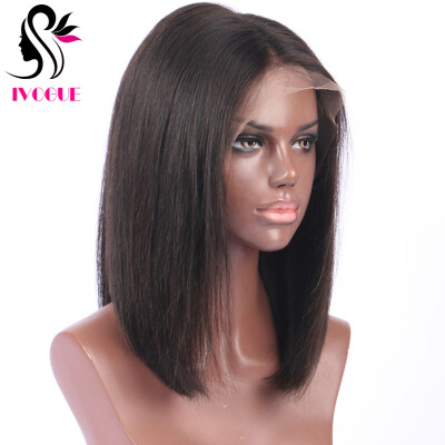 

iVogue Hair Virgin Brazilian Straight Human Hair Lace Front Wigs Bob Unprocessed Glueless Lace Wig