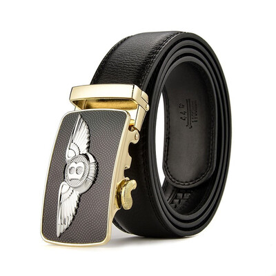 

XHtang Mens Belt Bentley Automatic Buckle Ratchet Leather Belt Wild Business Suit Belt