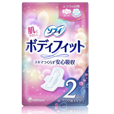 

[Japan imported] Unicharm Sophie perfect fit ordinary daily wing sanitary napkins 21cm 22 * ​​2 bags