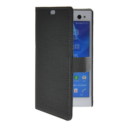 

MOONCASE Slim Leather Side Flip Wallet Card Slot Pouch with Kickstand Shell Back Case Cover for Sony Xperia C3 Sapphire