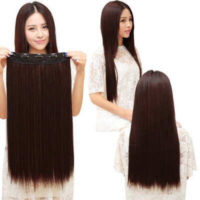 

Fashion 3/4 Full head Clip In Hair Extensions Straight Curly With 5 Clips Long