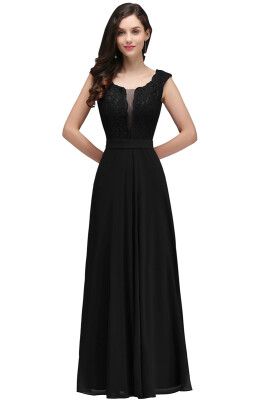 

Lace Evening Long Prom Dress Formal Party Bridesmaid Gown A-line Women Chiffon Dress