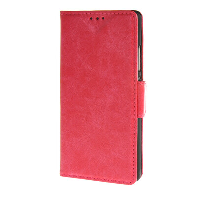 

MOONCASE Huawei Ascend P8 Case Oil Skin Leather Card Flip Wallet Slot Bracket Back Case Cover Hotpink