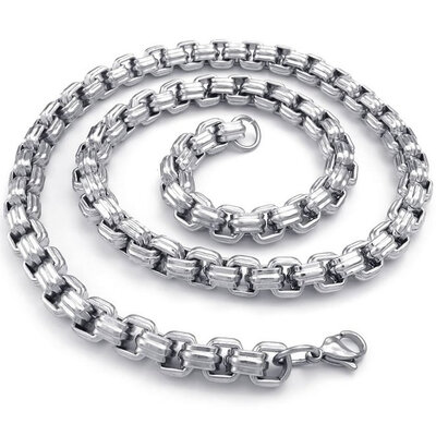 

Hpolw Brand New FASHION Jewelry Mens Stainless Steel Casting Sterling Silver Lobster Clasps Necklace with Biker Links Chain