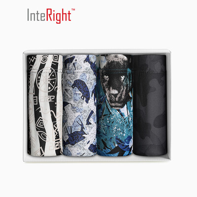

INTERIGHT underwear mens icy thin fashion print mens boxer briefs 4 boxed mixed color