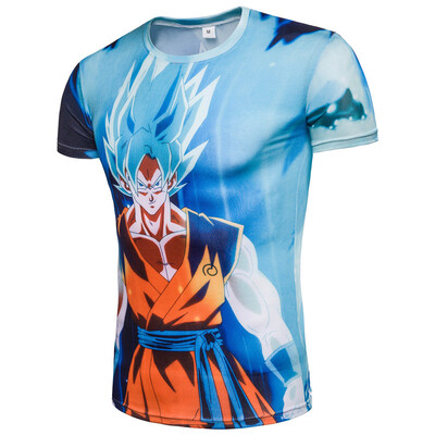 

2018 Summer Mens T-shirt 3D Printing T-shirt Mens Short-sleeved Dragon Ball T-shirt Mens Compression Shirt