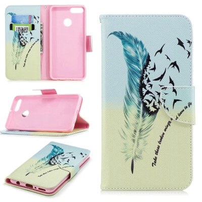 

BEFOSPEY Painting PU LeatherSoft TPU Card Slot Stand Wallet Case For Huawei Y92018593