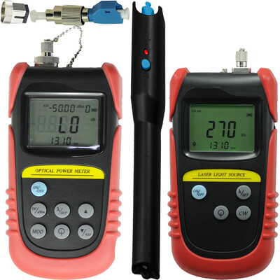 

-50dB to 26dB Optical Power Meter 1310nm1550nm Optical laser light source 20mw fiber visual fault locator FC to LC adapter