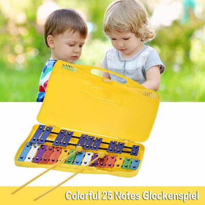 

Colorful 25 Notes Glockenspiel Xylophone Percussion Rhythm Musical Educational Teaching Instrument Toy with 2 Mallets Handheld Cas