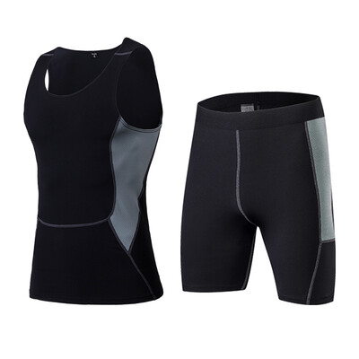 

Running Set Dry Sport Suit Sleeveless T-Shirt Vest Shorts Gym MenS Sportswear