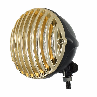 

Universal Retro Motorcycle Scalloped Headlight H4 12V 55W 5 Inch with Grille Lampshade for Harley Chopper Bobber