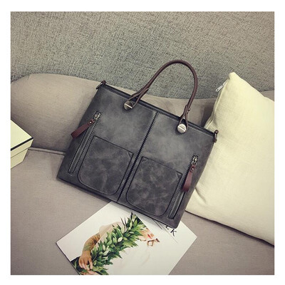 

SMOOZA wax oil leather bag shoulder ladies hand bags women PU leather handbag woman handbags fashion total bag larger sac a main