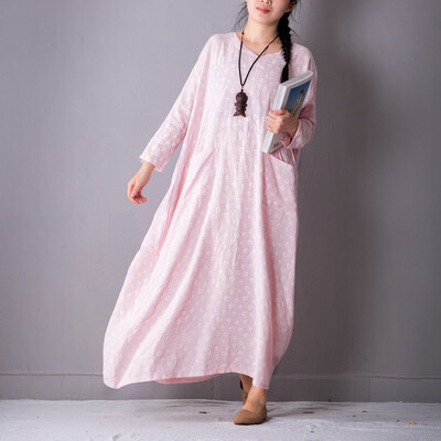 

Новое предложение Art Fan Linen Dress Loose Robe Skirt
