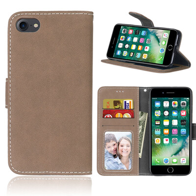 

Matte Leather Case For Apple iPhone 7 iPhone 8 Retro Phone case cover for iphone7 iPhone8 47" retro stand case