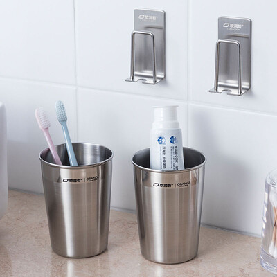 

Ou Runzhe toothbrush holder set stainless steel brushing cup mouthwash cup with toothpaste toothbrush storage rack