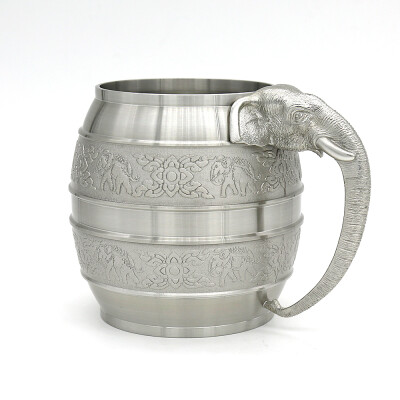 

Oriental Pewter - Pewter Beer Mug Small Size Tin 97 Lead-Free Pewter MBME Hand Carved Beautiful Embossed Handmade in Thailand