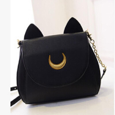 

Hot 2018 Summer Limited Sailor Moon Bag Ladies Handbag Black White Cat Luna Moon Women Messenger Crossbody Bag YA40-67