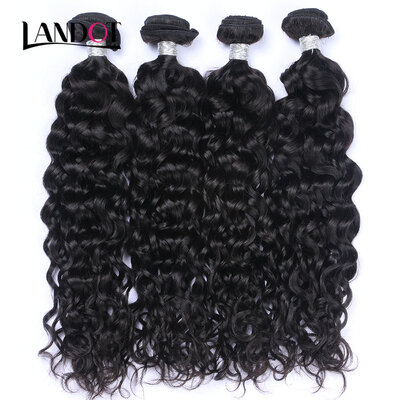 

8A Brazilian Water Wave Virgin Hair Natural Black 100 Human Hair Weave 4 Bundles Brazilian Wet And Wavy Curly Remy Hair Extension
