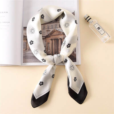 

Guttavalli Women Vintage Camellias Small Ties Female Geometric Floral Wraps Summer Chevron Sunscreen Soft Silk Flowers Scarves