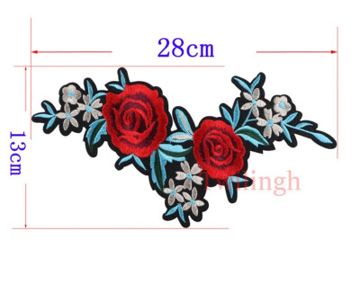 

1 Piece Big Patches Red Flower Embroidered Patch 3D Applique DIY Sewing Stickers Wedding Clothing Repair Fabric Sticker Patches