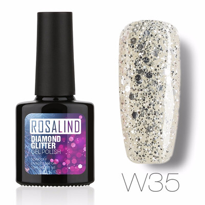 

ROSALIND Gel 1S PBlack Bottle 10ML Diamond Glitter W01-29 Gel Nail Polish Semi Permanent Nail Art UV&LED Soak-Off gel lacquer