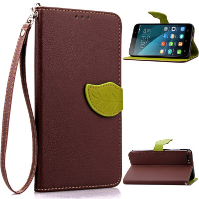 

MOONCASE [Leaves Magnetic] Wrist Strap Flip PU Leather Wallet Card Pouch Bracket Stand Back Case Cover for Huawei Honor 4X