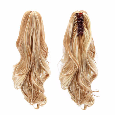 

Synthetic18inch Long Wave Claw Clip On Ponytail Extensions 18inch Long Wave Clip In Human Hair Extensions Heat Resistant Hairpiece