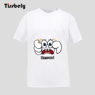 

Tissbely T-Shirts Squeeze Looks White T Shirt Women Cotton Tshirt Women Funny Print Short Sleeve Tee Tops