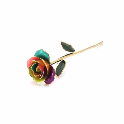 

Colorful rose24K Gold Rose Unique for Mother Wife Girlfriend Her Women Real Rose Dipped in Gold - Rainbow with Stand