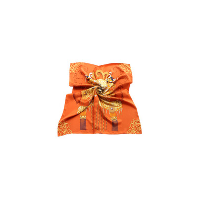 

Silk Shawl Scarf 100 Genuine New Gift Box Queen Crown Print Womens Certification Rare generous 88 88 cm Red Yellow 004