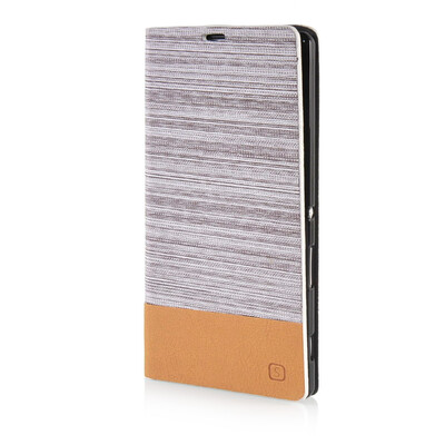

MOONCASE Canvas Design Leather Side Flip Wallet Pouch Stand Shell Back ЧЕХОЛ ДЛЯ Sony Xperia T3 Light Brown