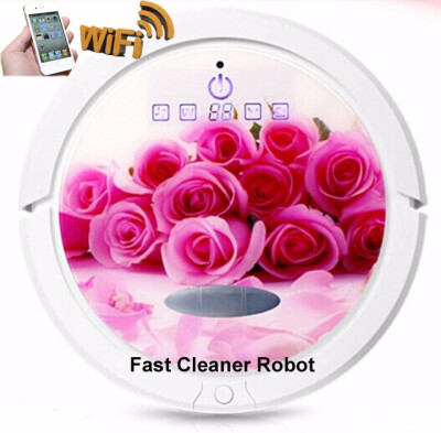 

Romantic Rose Colour WIFI Smartphone App Control Newest Coming Wet And Dry Robotic Vacuum Cleaner For Home QQ6 With Water Tank