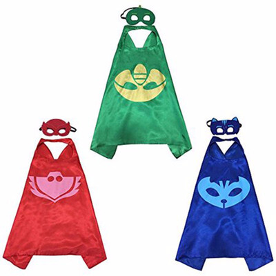 

PJ Mask Super Team Kids Cape&Mask Costumes 3-Set Gekko Catboy&Owlette Costume Party Set Superhero Party Favors