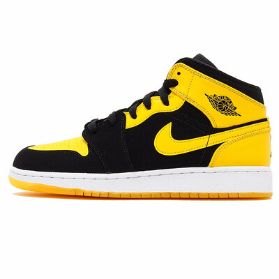 

Nike Air Jordan 1 Mid AJ1 Black Yellow Joe Mens Basketball Shoes Sneakers Outdoor Non-slip Shoes