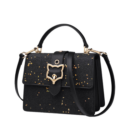 

Golden Fox FOXER bag female fashion shoulder bag leather Korean version ck wind slanting tide handbag 941029F1A black