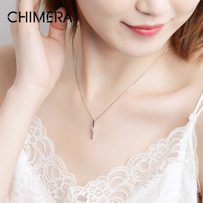 

CHIMERA Angel Eye Crystal Necklace Pendant S925 Silver Jewelry Clavicle Chain Silver