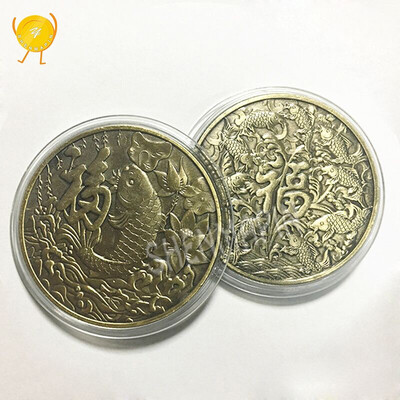 

2018 China koi fish commemorative coins feng shui coins lucky animal gold coins home decoration collection gifts