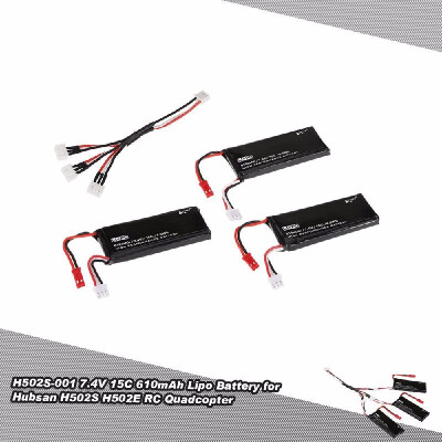 

3psc H502S-001 74V 15C 610mAh Lipo Battery with 3 in 1 Charge Cable for Hubsan X4 H502S H502E RC Quadcopter