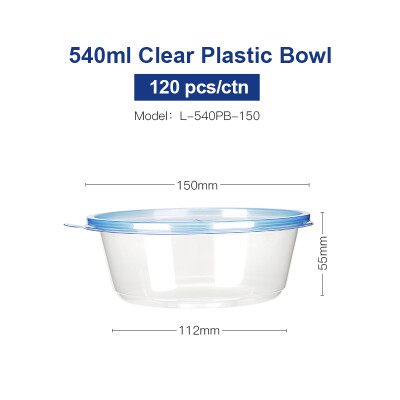 

OTOR Salad Bowl with Lid Take Away Plastic Food Container Clear Bowl Box for Fast Food Bento Microwaveable 150mm 120pcs