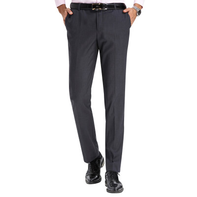 

Red beans Hodo men business is suits straight body men 's pure color pants hide blue 40