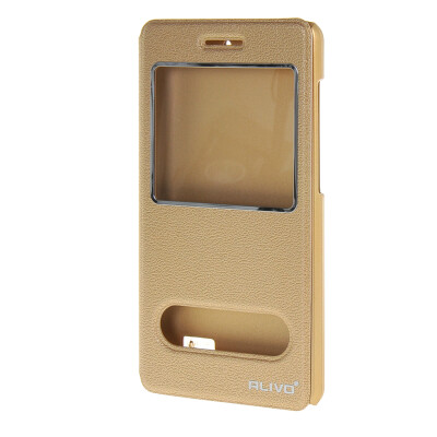 

MOONCASE Huawei Honor 4C Case Double Window View Leather Flip Bracket Back Case Cover Gold