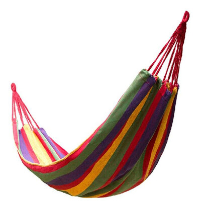 

Pioneer plus thickening widening double canvas color hammock outdoor leisure swing camping camping swing rainbow color 200 150cm