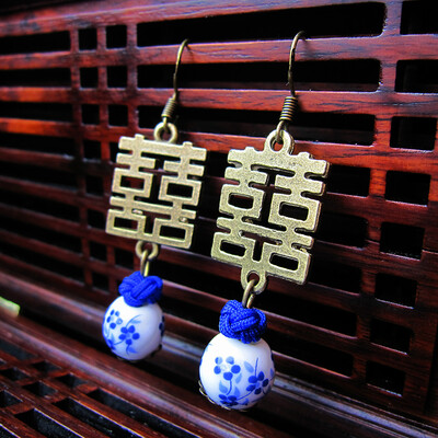 

Hot style Chinese wind earrings with a fine selection of attractive original personality creative ceramic earrings accessories