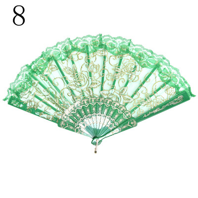 

Chinese Style Dance Party Wedding Lace Folding Hand Held Flower Fan