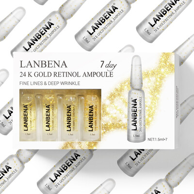 

LANBENA 24 K Gold Retinol Ampoules Serums Anti-Aging Wrinkle Firming Lifting Remove Fine Lines Moisturizing Nourishing for 7 Days